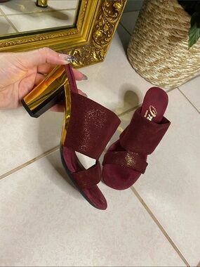 Onex Burgundy & Gold Accent Heels